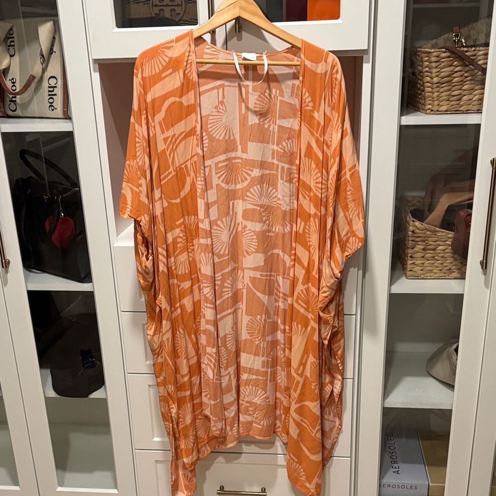 Sonoma Orange and Cream Kimono Cardigan